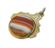Victorian Gold Plated Floral Pattern Bloodstone & Agate Spinner Fob Antique