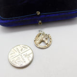 Sterling Silver Good Luck Horseshoe with Horse Head Charm Pendant Vintage c1970