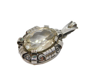 20th Century Continental .935 Grade Silver & Citrine Drop Pendant Antique