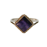 Sterling Silver & Derbyshire Blue John Set Dress Ring Vintage c1970s