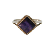 Sterling Silver & Derbyshire Blue John Set Dress Ring Vintage c1970s