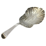 Victorian Sterling Silver Shell Bowl Tea Caddy Spoon Antique c1840 Birmingham
