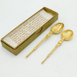 Boxed Pair of Sterling Silver Gilt George VI Anointing Spoons Antique London