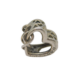 Sterling Silver "Love You Mum" Patterned Heart Shape Charm Bead Vintage c2000