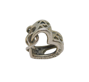 Sterling Silver "Love You Mum" Patterned Heart Shape Charm Bead Vintage c2000