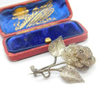 Filigree Sterling Silver Spring Flower Brooch Pin Antique c1920 Art Deco