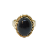 Sterling Silver Cabochon Black Onyx Agate Studio Dress Ring Vintage c1970 Size O