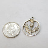 Sterling Silver Scottish Thistle Charm Pendant Vintage c1970