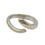Sterling Silver Diamond Snake/Serpent Style Band Ring Vintage c2000 Size L 1/2