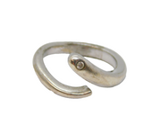 Sterling Silver Diamond Snake/Serpent Style Band Ring Vintage c2000 Size L 1/2