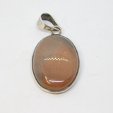 Sterling Silver Oval Jasper Cabochon Charm Pendant Vintage c1970