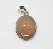 Sterling Silver Oval Jasper Cabochon Charm Pendant Vintage c1970