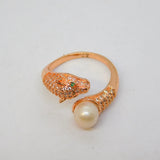Rose Gold on Sterling Silver, Pearl Set Panther Crossover Ring Vintage c2000