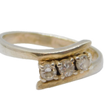 Sterling Silver Triple Stone CZ Crossover Dress Ring Vintage c1970 Size P 1/2