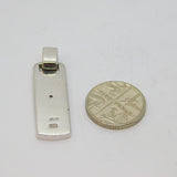 Sterling Silver Two-Tone Diamond Set Rectangle Drop Pendant Vintage c1990