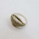 Continental .800 Silver Marcasite Domed Art Deco Ring Antique c1930 Size N 1/2