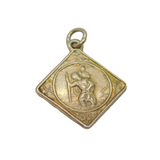 Sterling Silver Offset Square St Christopher Travel Charm Pendant Vintage c1970s