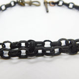 Victorian Ladies Black Fabric Watch Chain with T-Bar & Dog Clip c1800 Antique