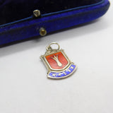 Sterling Silver & Enamel Wales Leek Shield Charm Pendant Vintage c1970