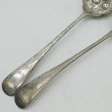 Victorian Pair of Silver Plated Berry Pattern Dessert Serving Spoons Antique