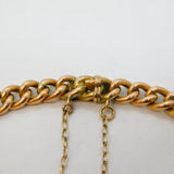 Edwardian 9ct Rose Gold & Turquoise Set Curb Link Bracelet Antique c1910s