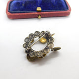 Ethnic Style Sterling Silver & Brass Rattling Disc Form Brooch Antique c1940