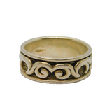 Sterling Silver Chunky Oxidised Gothic Style Band Ring Modern c1990 Size U