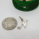 Sterling Silver N Initial Charm Pendant Vintage c1970