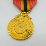 Belgium King Leopold II Gold Plated 40 Year Commemorative Medal Antique 1905
