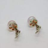 Pair of Sterling Silver Pink Button Pearl Clip On Earrings Contemporary c2000