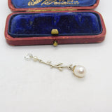 Sterling Silver & Pearl Set Floral Pattern Drop Pendant Vintage c1970
