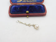 Sterling Silver & Pearl Set Floral Pattern Drop Pendant Vintage c1970