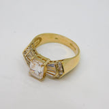 Gold On Sterling Silver Crystal Paste Art Deco Style Ring Vintage c1990's Size R