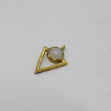 Sterling Silver Gilt Faceted Moonstone Cabochon Triangle Pendant Vintage c1990