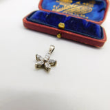 Sterling Silver Diamond Paste Flower Charm Pendant Vintage c1970