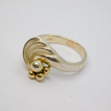 Sterling Silver Studio Style Textured Patterned Ring Vintage c1970 Size O 1/2