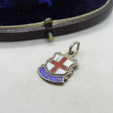 Sterling Silver and Enamel London Traveller Shield Charm Pendant Vintage c1970