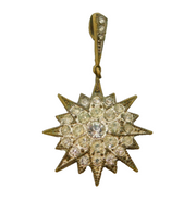 19th Century Gilt Metal & Paste Set Starburst Drop Pendant Antique c1890s