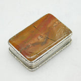 William IV Sterling Silver & Red Agate Snuff Box Antique 1836 Birmingham