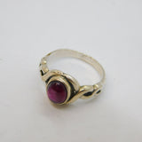Sterling Silver Cabochon Amethyst Twist Design Dress Ring Vintage c1970 Size L