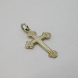 Sterling Silver Patterned Trefoil Cross Pendant Vintage c1970