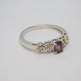 Sterling Silver Amethyst & White Sapphire Dress Ring Vintage c1970 Size N 1/2