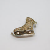 Sterling Silver Patterned Ice Skating Boot Charm Pendant Vintage c1970