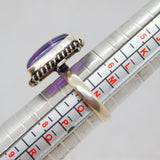 Sterling Silver Cabochon Amethyst Studio Dress Ring Vintage c1970 Size N 1/2