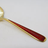 N.M Thune Sterling Silver Gilt Red Enamel Sugar Spoon Antique c1940s