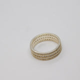Sterling Silver Triple Row Paste Set Dress Band Ring Vintage c1970 Size O