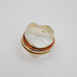Sterling Silver Wavy Planished Mixed Metal Spinning Ring Modern c1990 Size R