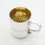 Victorian Art Nouveau Sterling Silver Christening Mug Antique 1891 Edinburgh