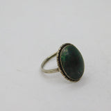 Sterling Silver Thomas L Mott Cabochon Malachite Ring Antique c1930 Size L