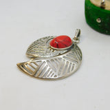 Sterling Silver & Cabochon Quartz Modernist Drop Pendant Vintage c2000